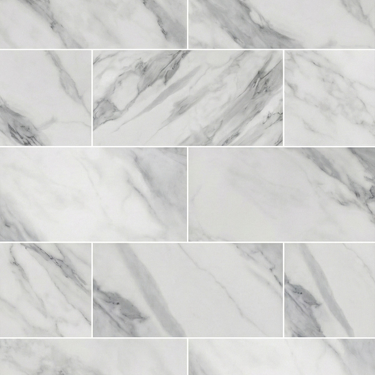 White Gloss Marble - Luxe Vision Pre-Grouted 5.5mm Stone Embossed UV Coated Rigid Core LVT Flooring
