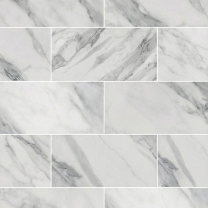 White Gloss Marble - Luxe Vision Pre-Grouted 5.5mm Stone Embossed UV Coated Rigid Core LVT Flooring
