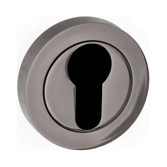 Status Round Euro Escutcheon Pair - Black Nickel