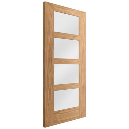 Oak Internal Fully Finished Shaker 4 Light Obscure Glass Made-to-Measure FD30 Fire Door (122648)