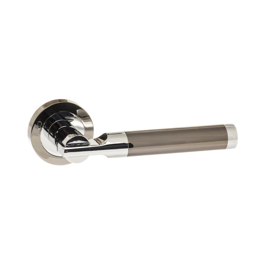 Status Dakota Round Lever Door Handle - Black Nickel and Polished Chrome
