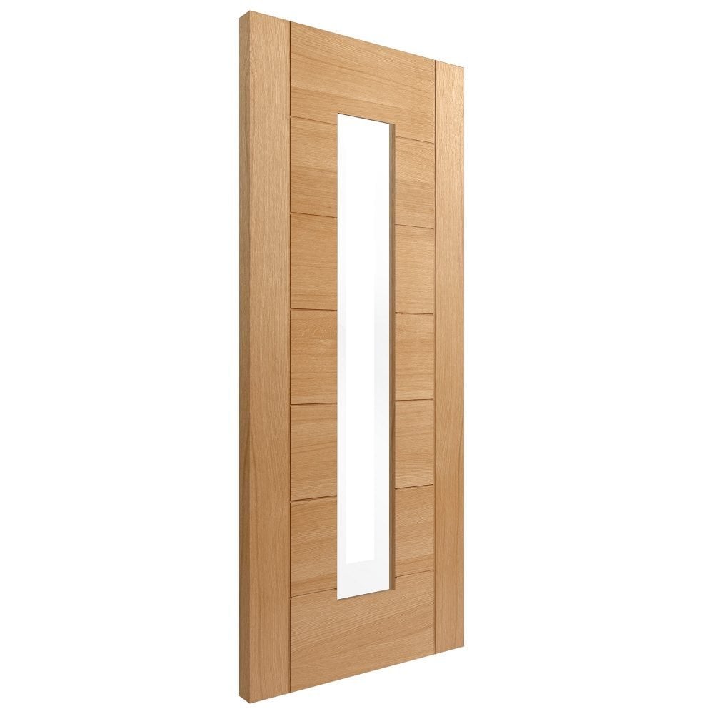 Oak Internal Fully Finished Pedrena 1 Light Obscure Glass Made-to-Measure Door