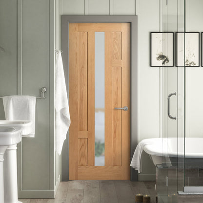Oak Internal Fully Finished Stamford 4 Panel 1 Light Obscure Glass Made-to-Measure Door