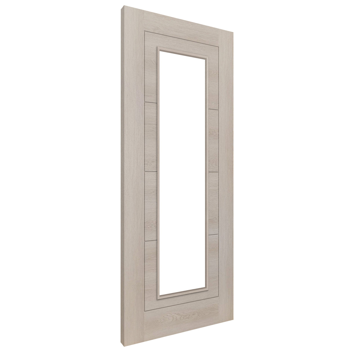 Ivory Fully Finished Internal Endure Laminate Ladder Clear Glass Door