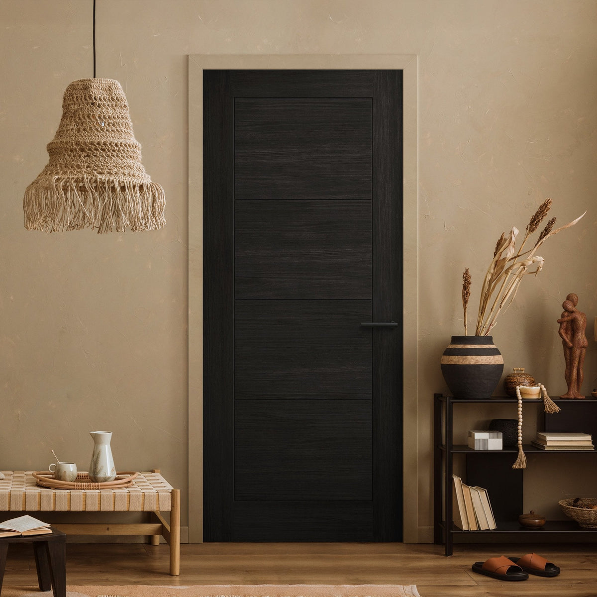 Black Fully Internal Finished Endure Laminate Ladder FD30 Fire Door (122001)