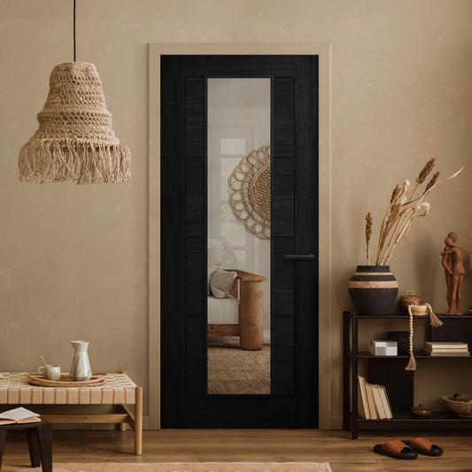 Black Fully Internal Finished Endure Laminate Ladder Clear Glass Door