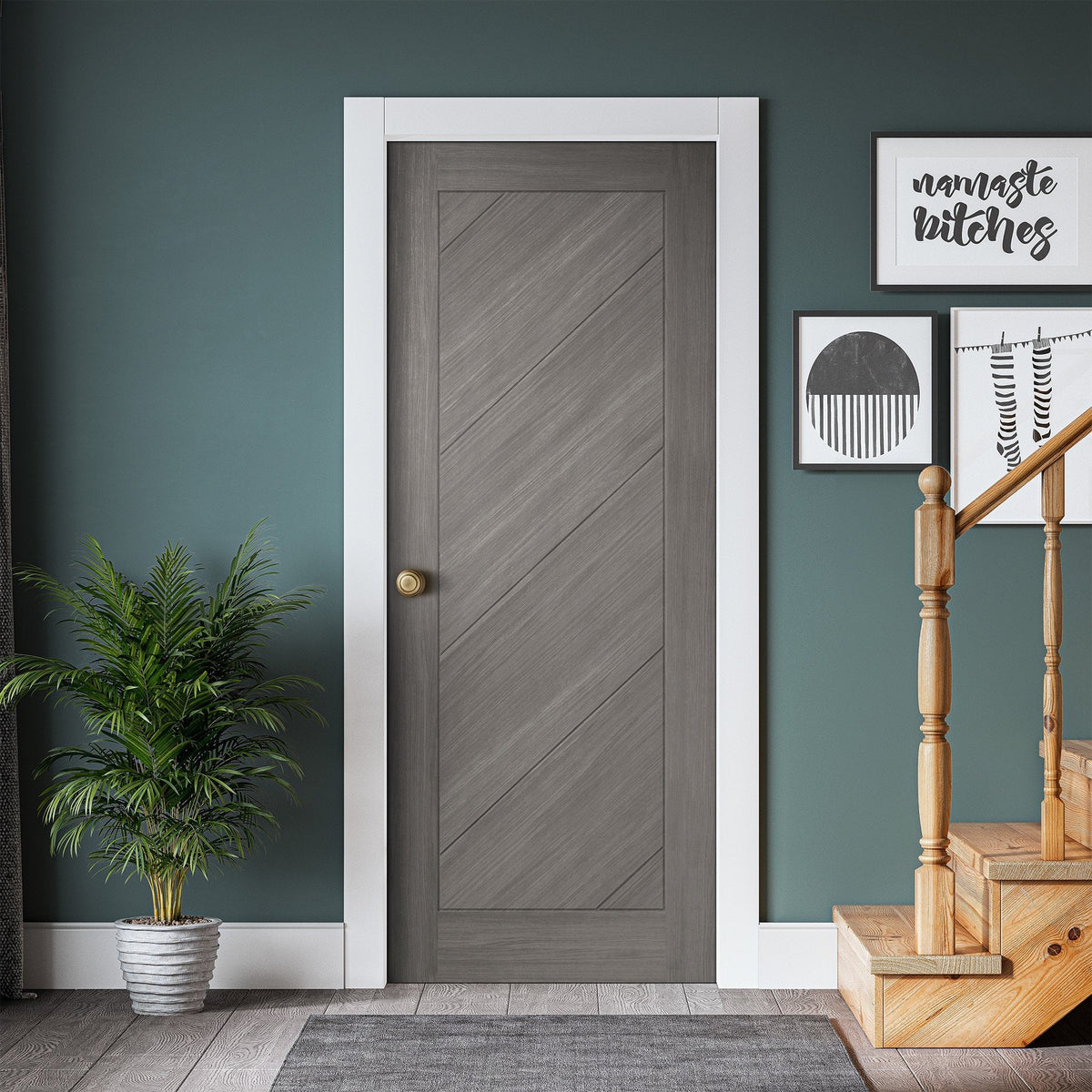 Light Grey Internal Fully Finished Endure Laminate Stockholm FD30 Fire Door (122010)