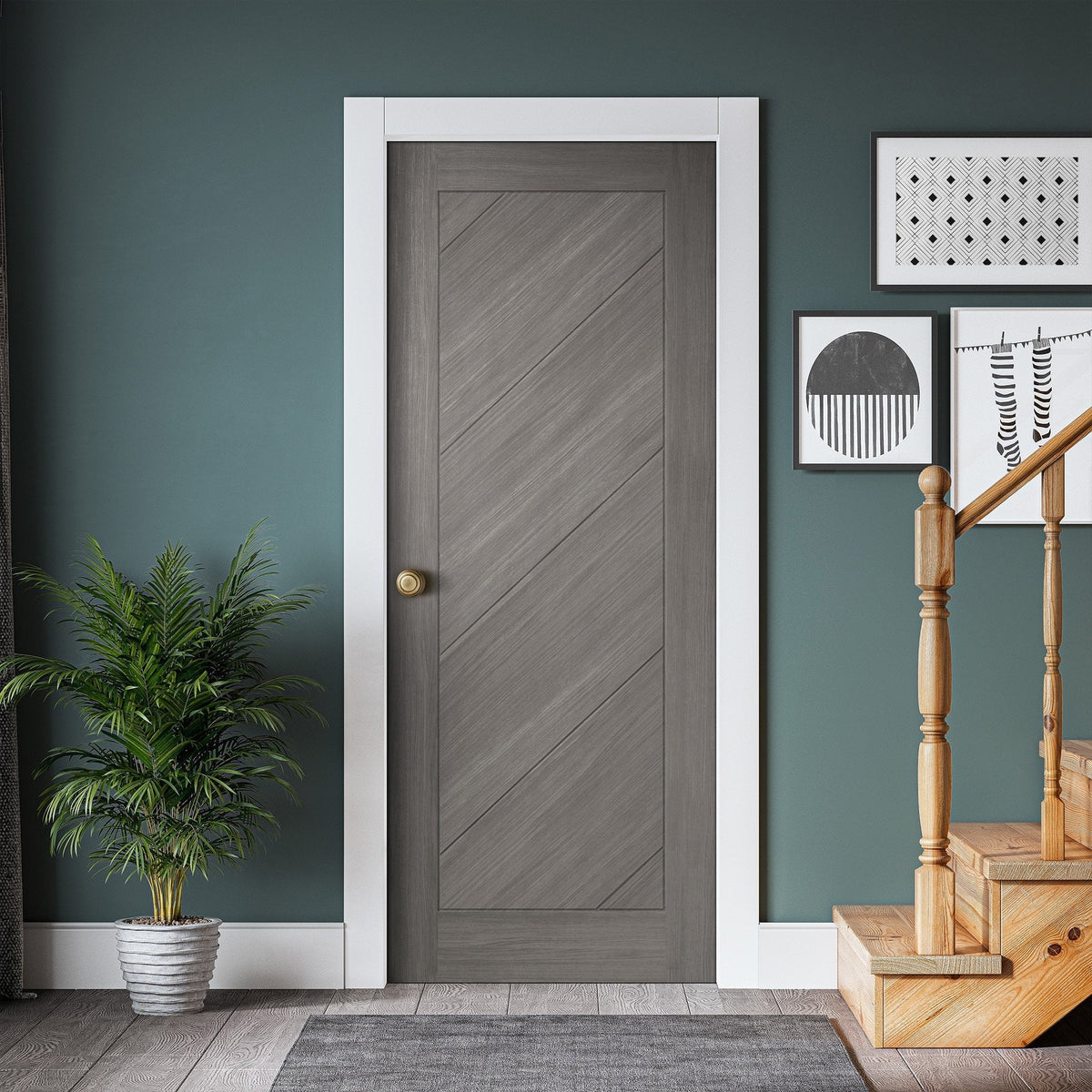 Light Grey Internal Fully Finished Endure Laminate Stockholm FD30 Fire Door