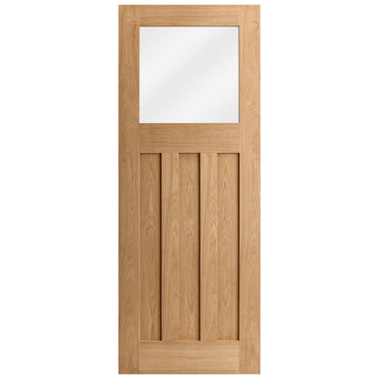 Oak Fully Finished 1930's DX 3 Panel 1 Light Clear Glass Internal Door
