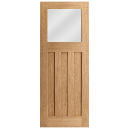 Oak Fully Finished 1930's DX 3 Panel 1 Light Frosted Glass Internal Door