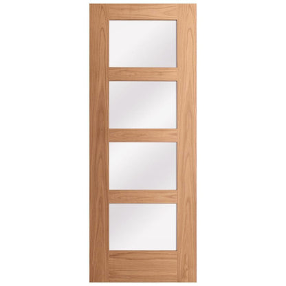 Oak Internal Fully Finished Shaker 4 Light Obscure Glass Door