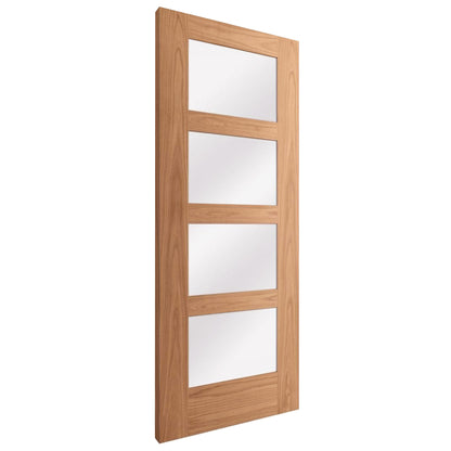Oak Internal Fully Finished Shaker 4 Light Obscure Glass Door
