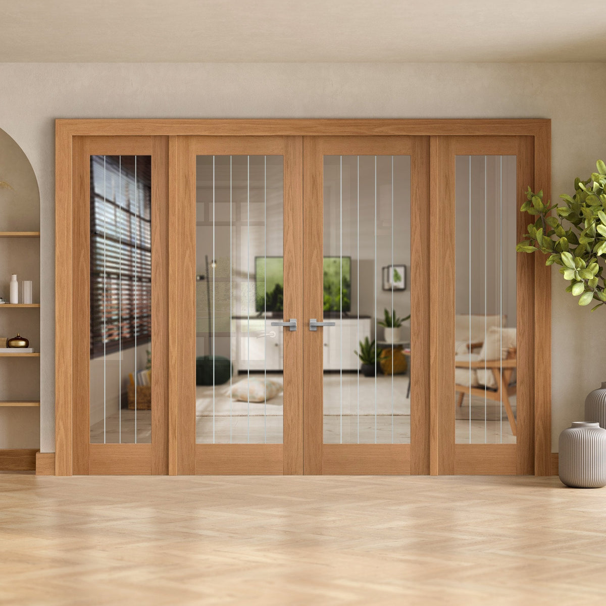 Oak Fully Finished Internal Farley 1 Light Room Divider Set