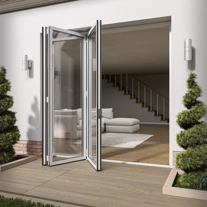 White Aluminium External 3+0 Clear Glass Folding Patio Door