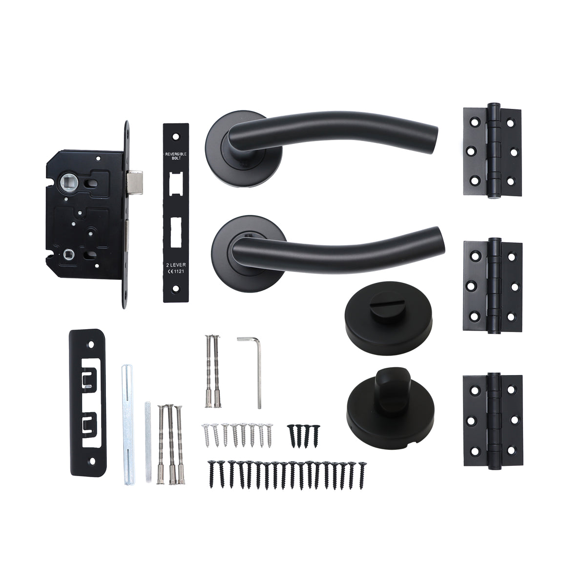 Superior Miranda Lever on Round Rose Bathroom Handle Set - Matt Black