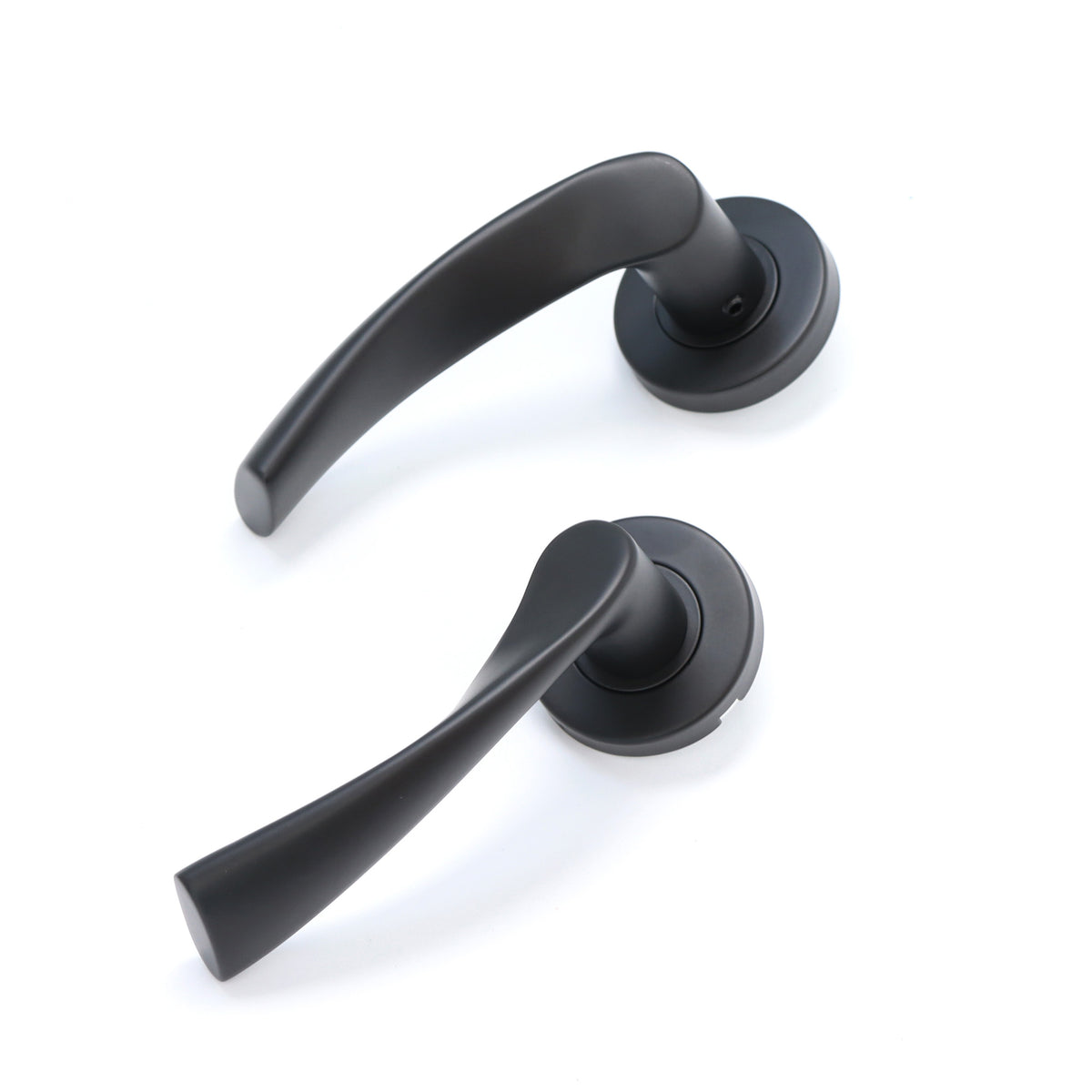 Superior Vega Lever on Round Rose CE13 Fire Door Handle Set - Matt Black