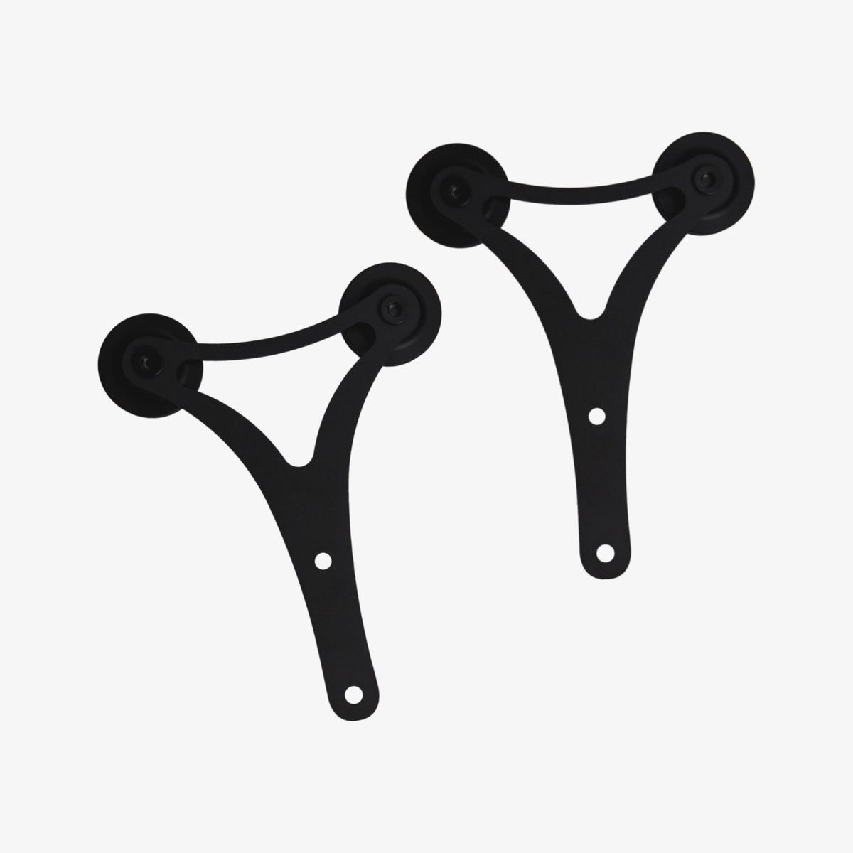 Matt Black Double Roller Sliding Barn Door Track Bracket Pair