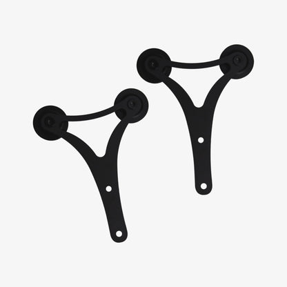 Matt Black Double Roller Sliding Barn Door Track Bracket Pair