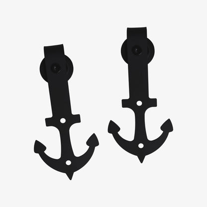 Matt Black Anchor Sliding Barn Door Track Bracket Pair