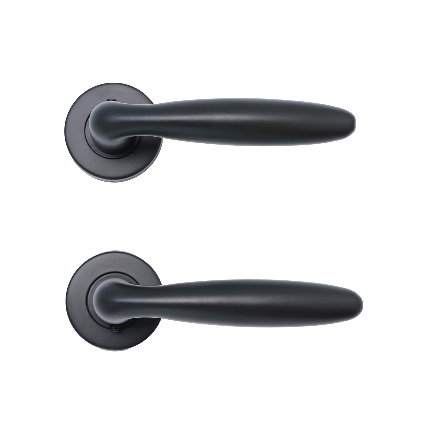 Superior Sirius Lever on Round Rose Bathroom Handle Set - Matt Black
