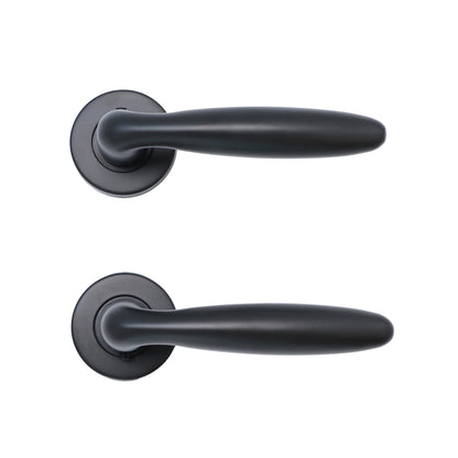 Superior Sirius Lever on Round Rose Bathroom Handle Set - Matt Black