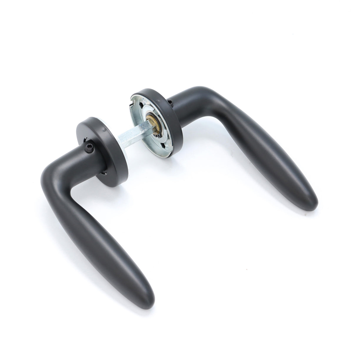 Superior Sirius Lever on Round Rose Bathroom Handle Set - Matt Black