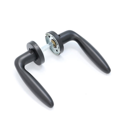 Superior Sirius Lever on Round Rose Bathroom Handle Set - Matt Black