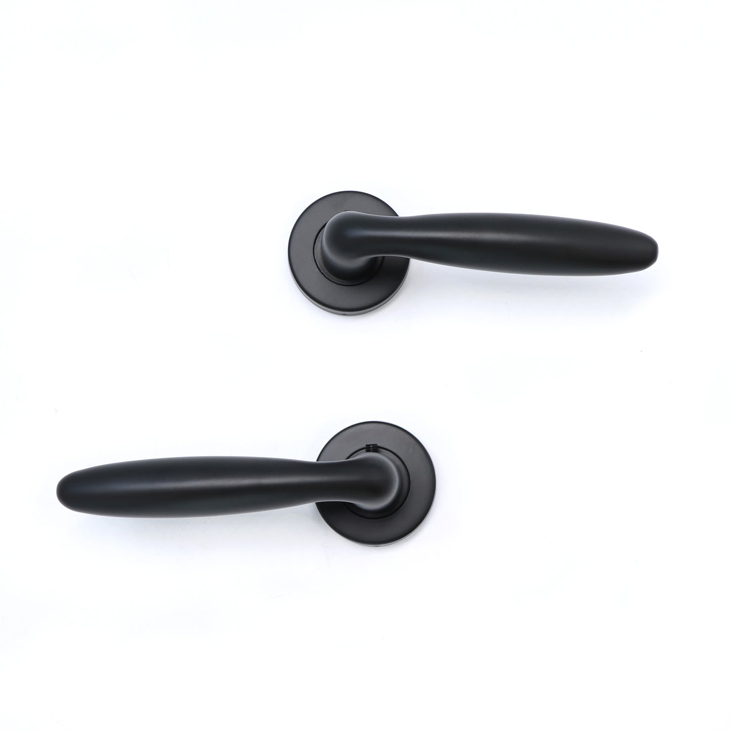Superior Sirius Lever on Round Rose Bathroom Handle Set - Matt Black