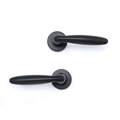 Superior Sirius Lever on Round Rose Bathroom Handle Set - Matt Black