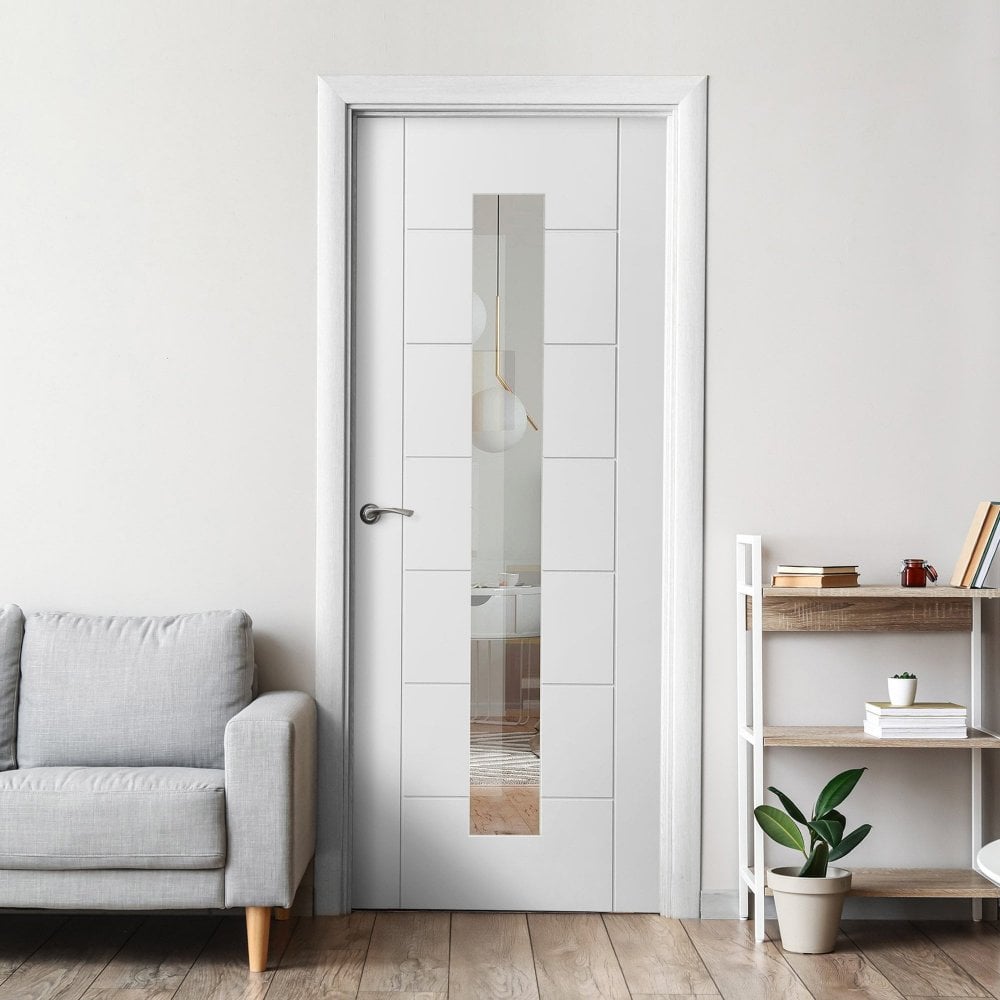 White Internal Primed Pedrena 1 Light Clear Glass Door (57566)