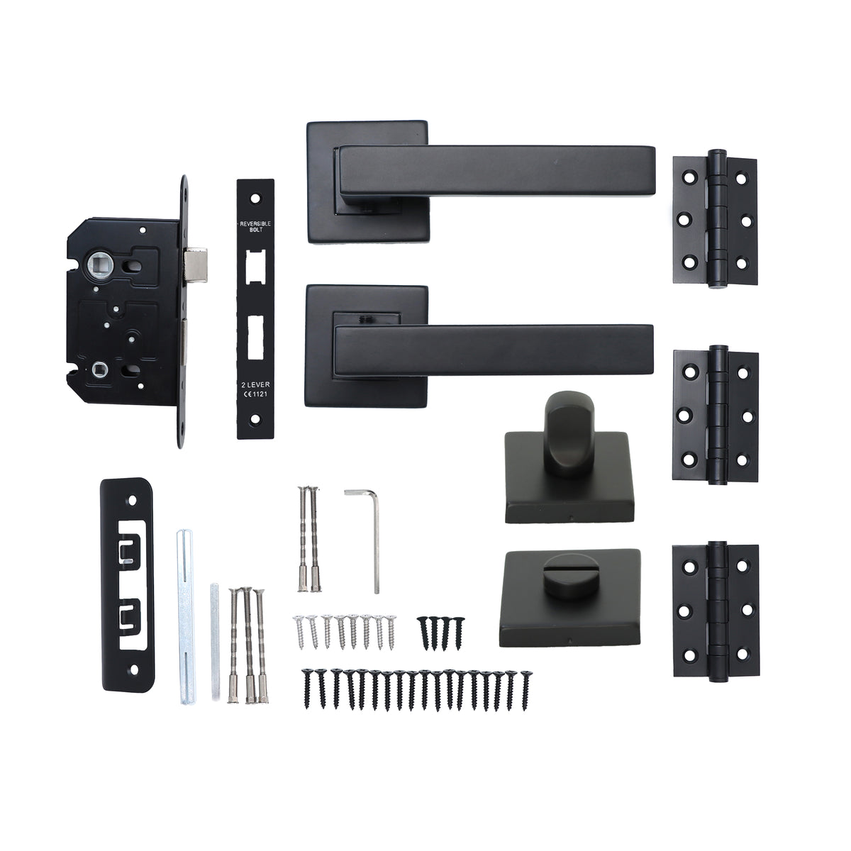 Superior Callisto Lever on Square Rose Bathroom Handle Set - Matt Black