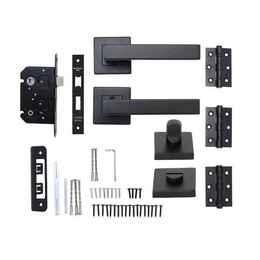 Superior Callisto Lever on Square Rose Bathroom Handle Set - Matt Black