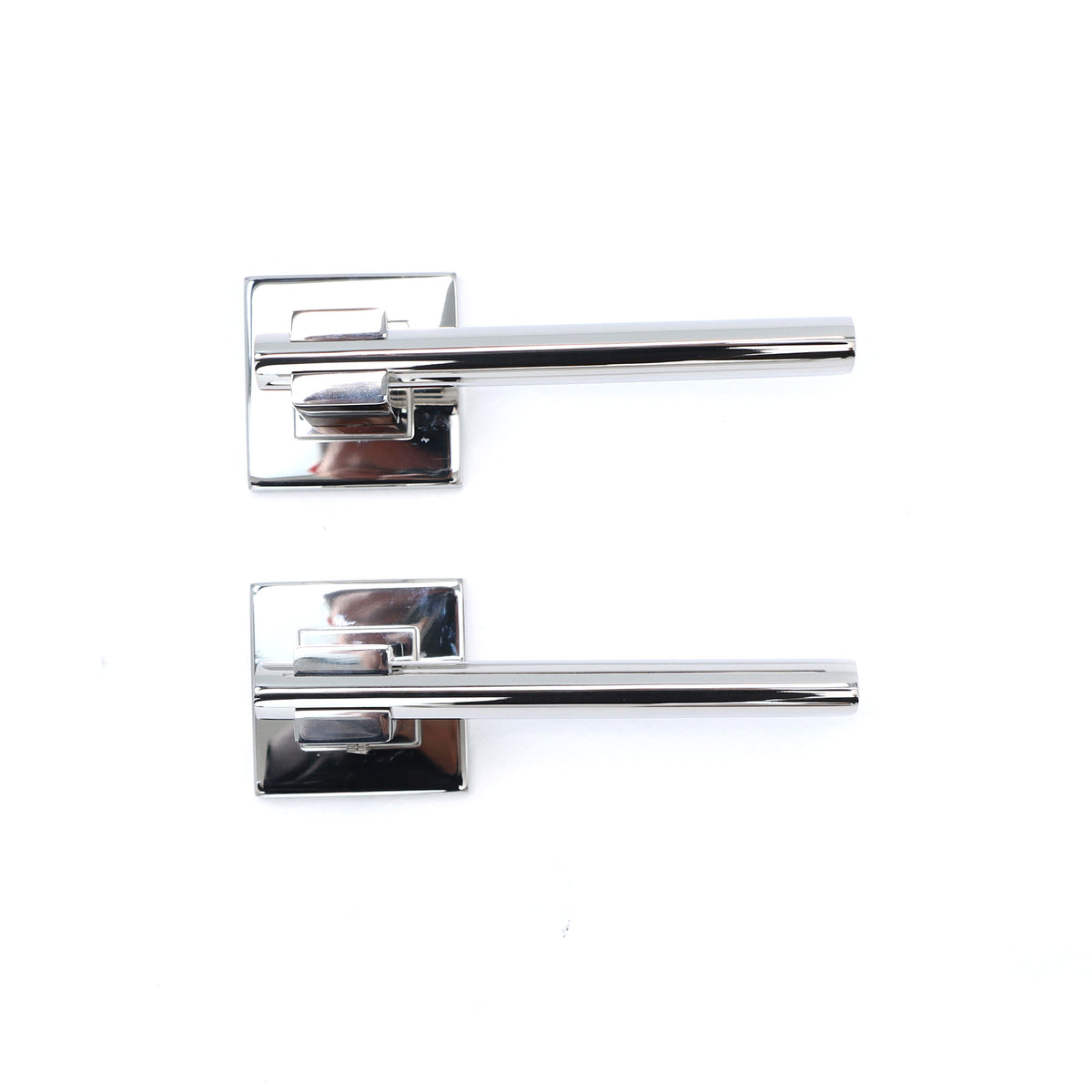 Superior Phobos Lever on Square Rose Bathroom Handle Set - Polished Stainless Steel
