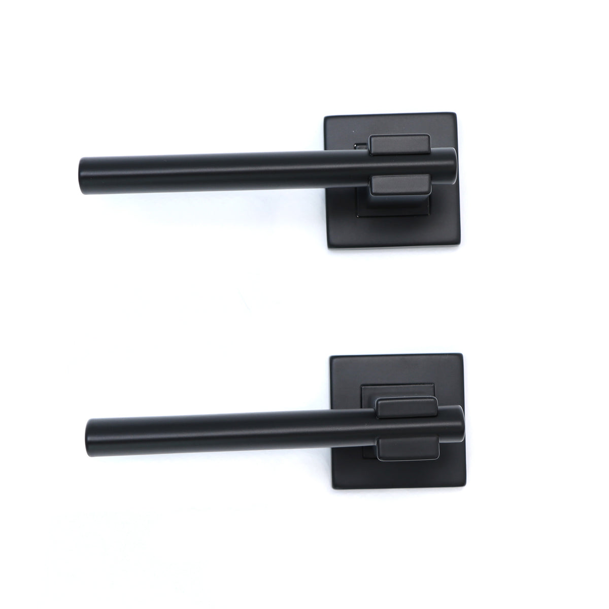 Superior Phobos Lever on Square Rose Bathroom Handle Set - Matt Black