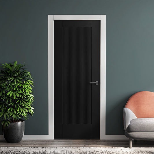 Black Internal Fully Finished Fluted Pattern 10 Panelled Door (124133)