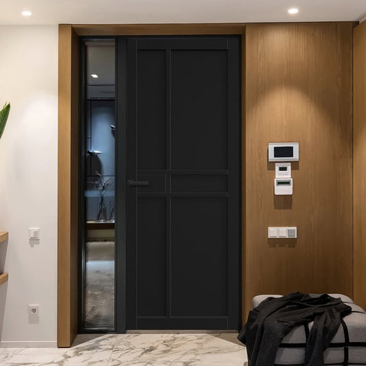 Jet Black Internal Fully Finished 6 Panel Industrial Studio Door (124150)