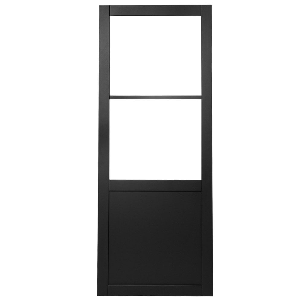 Jet Internal Black Fully Finished 1 Panel 2 Light Clear Glass Industrial Studio Door (124152)