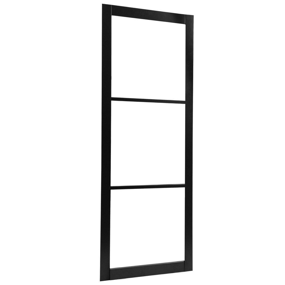 Jet Black Internal Fully Finished 3 Light Clear Glass Industrial Studio Door (124154)
