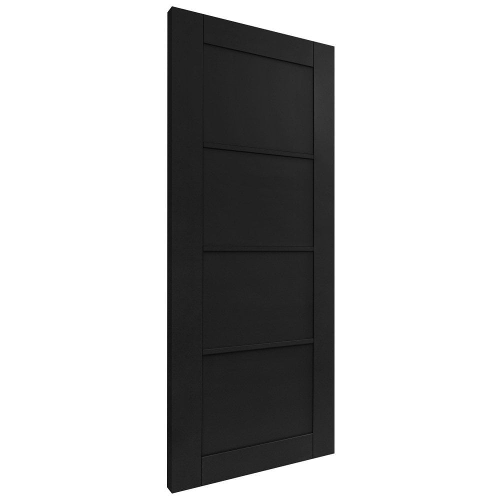 Jet Black Internal Fully Finished 4 Panel Industrial Studio FD30 Fire Door (124163)