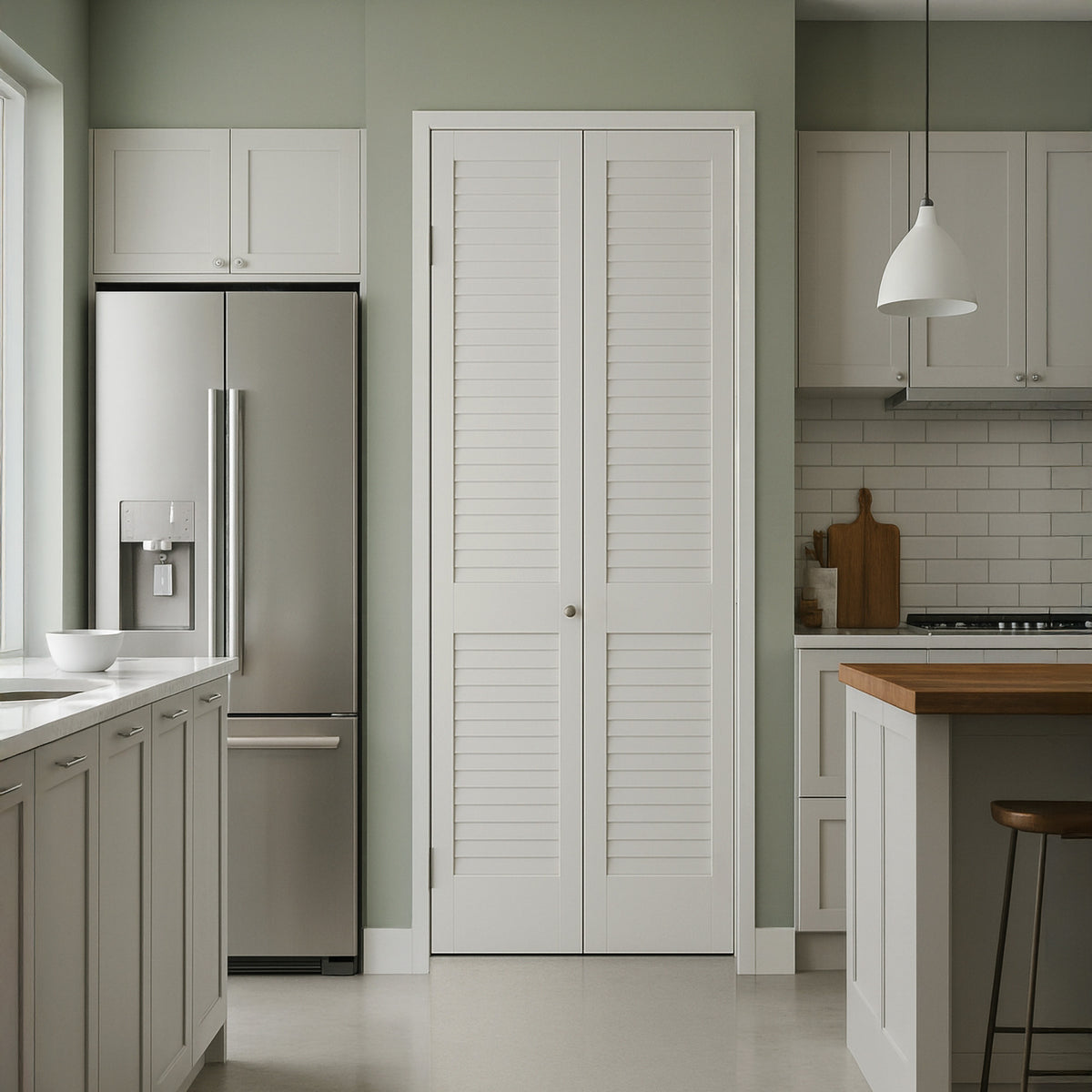 White Painted Internal 28mm Open Louvre Bi-fold Door Set