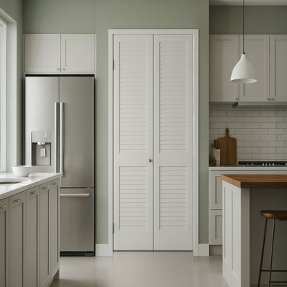 White Painted Internal 28mm Open Louvre Bi-fold Door Set