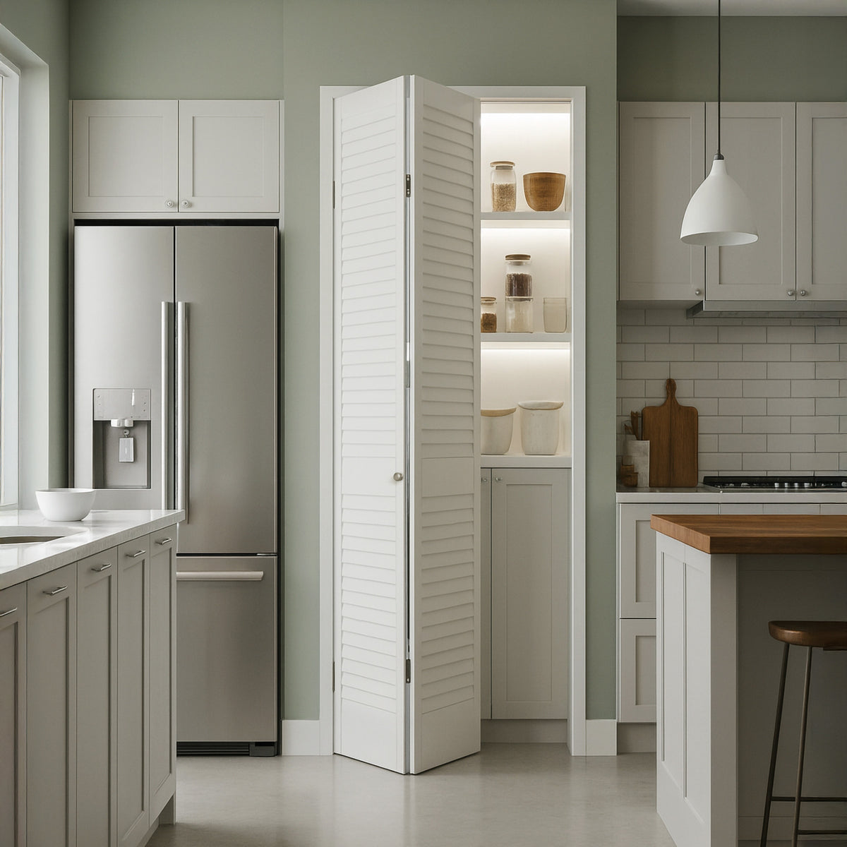 White Painted Internal 28mm Open Louvre Bi-fold Door Set