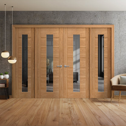 Oak Fully Finished Internal Pedrena 1L Clear Glass Sidelight Room Divider Set (123128)