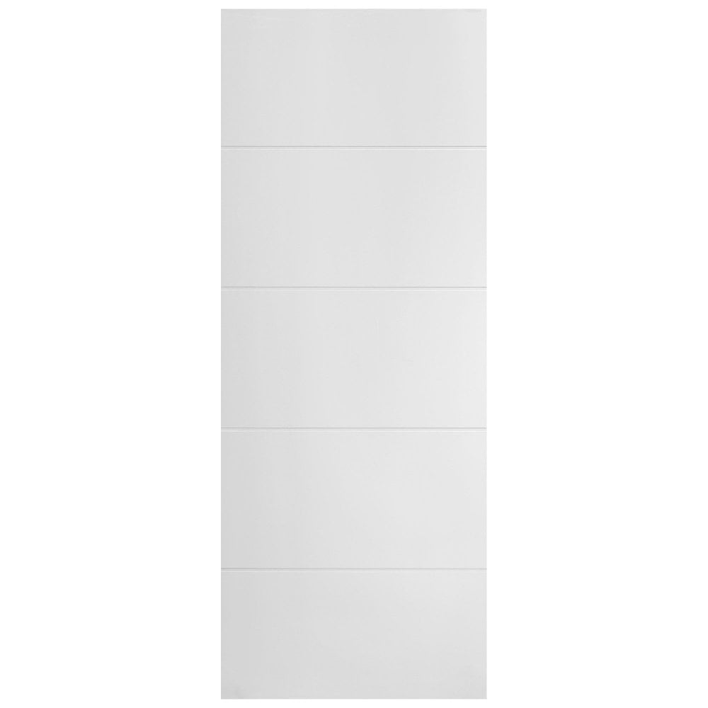 White Internal Lifestyle Moulded Smooth Horizontal 5 Panel Door (124296)