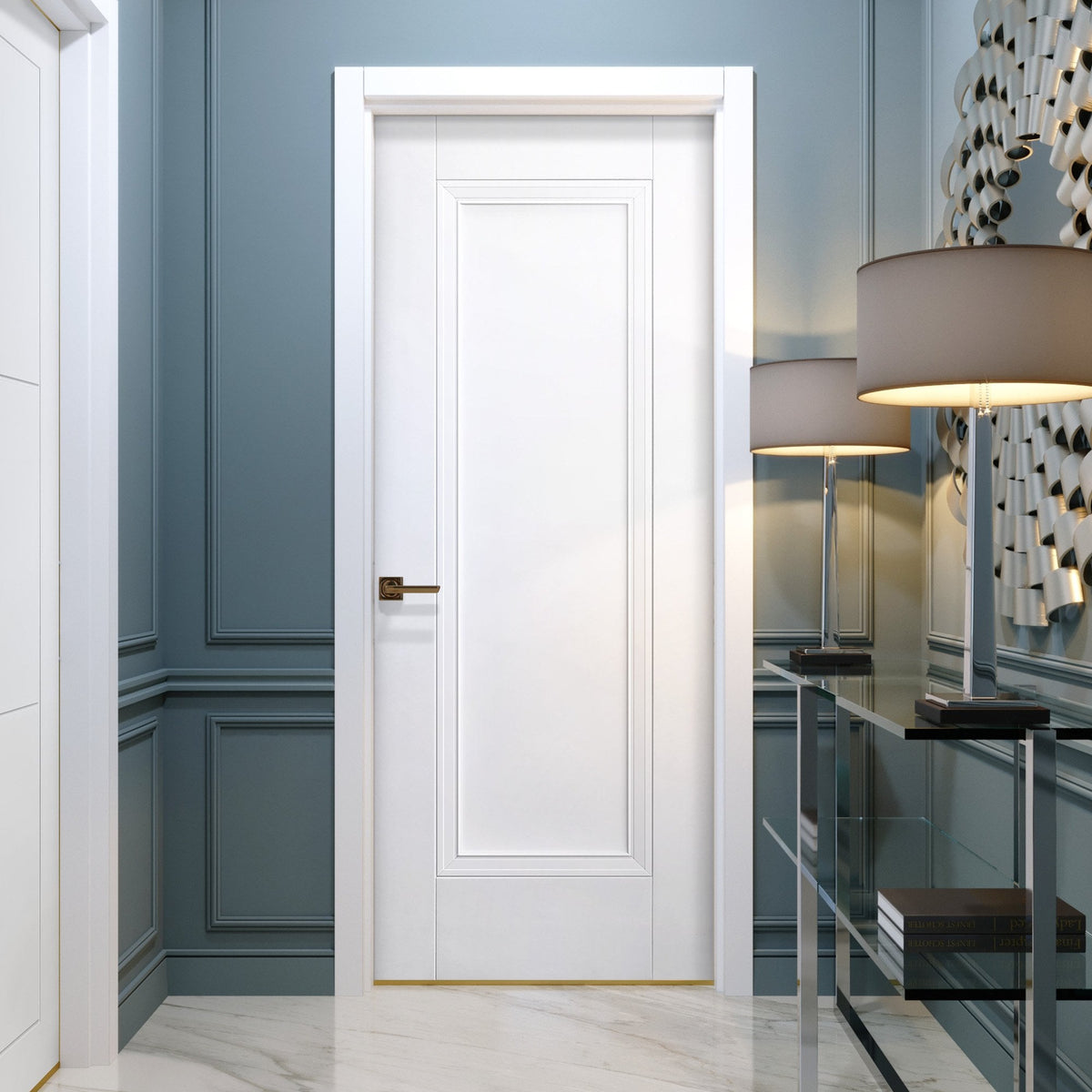 White Internal Primed Elegance Lancaster 1 Panel Door (76318)