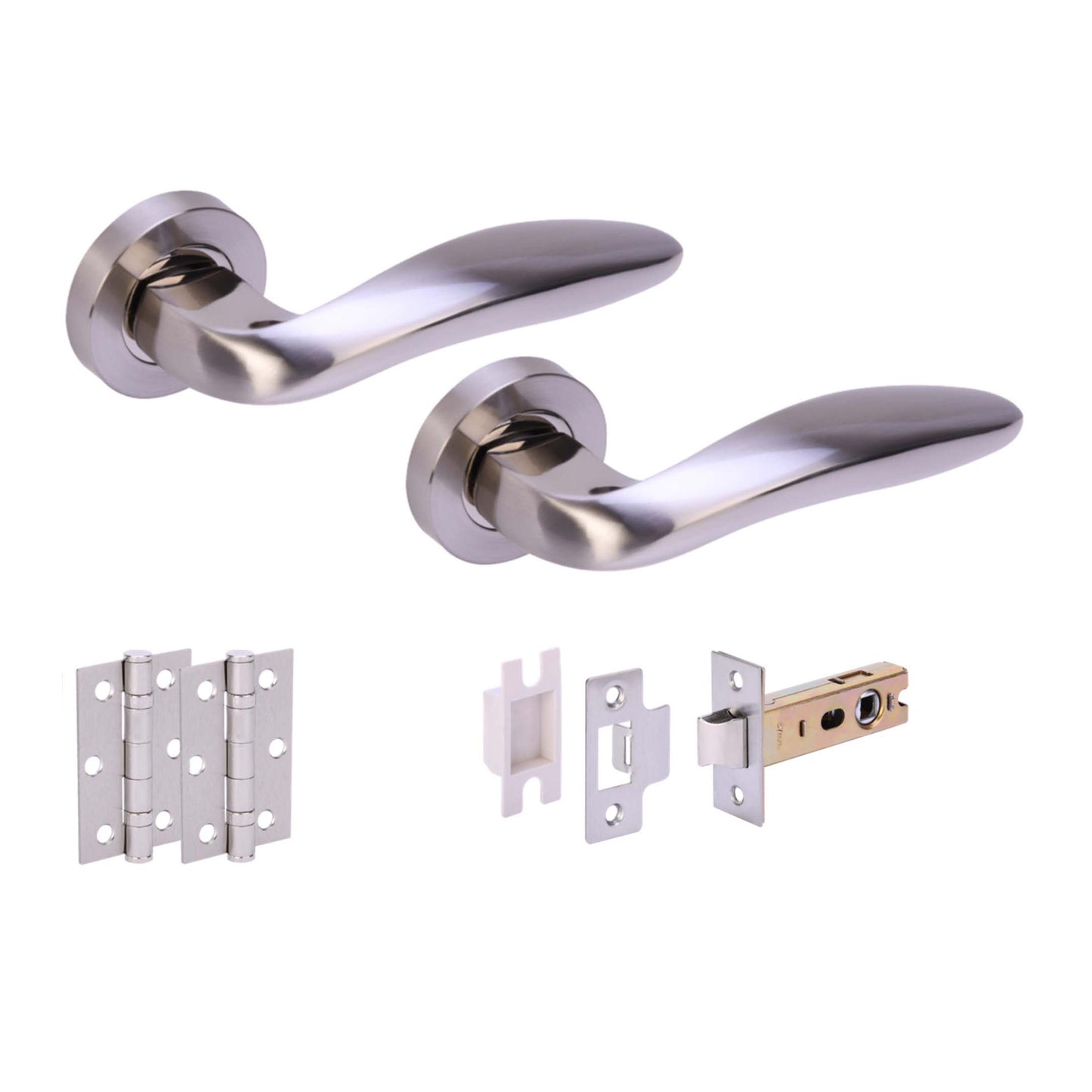 Premium Lancer Lever On Round Rose Handle Set - Two-Tone Nickel