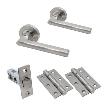 Premium Matiz Lever On Round Rose Handle Set - Two-Tone Nickel