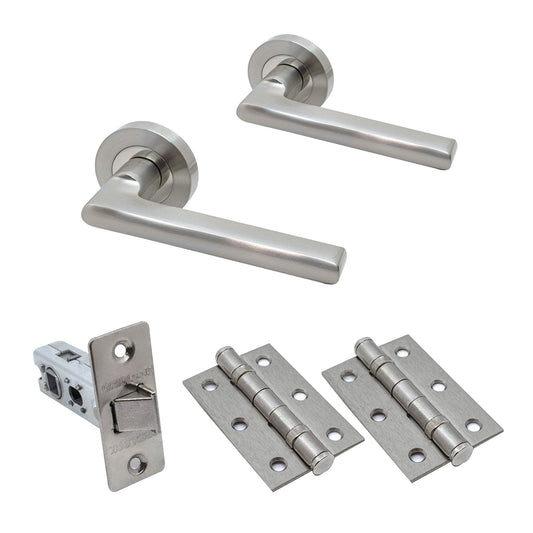 Premium Matiz Lever On Round Rose Handle Set - Two-Tone Nickel