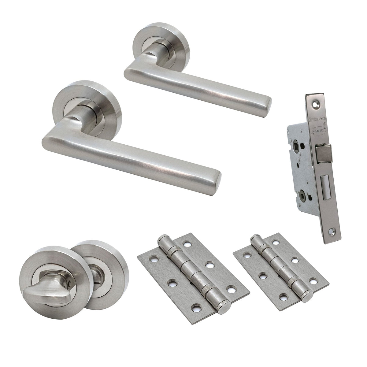 Premium Matiz Lever On Round Rose Bathroom Handle Set - Two-Tone Nickel