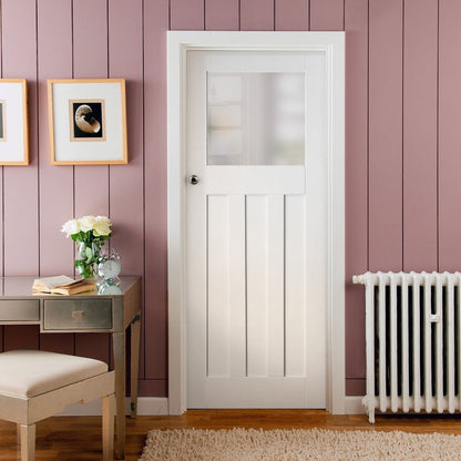 White Internal Primed 1930's DX 1 Light Obscure Glass Door (76729)